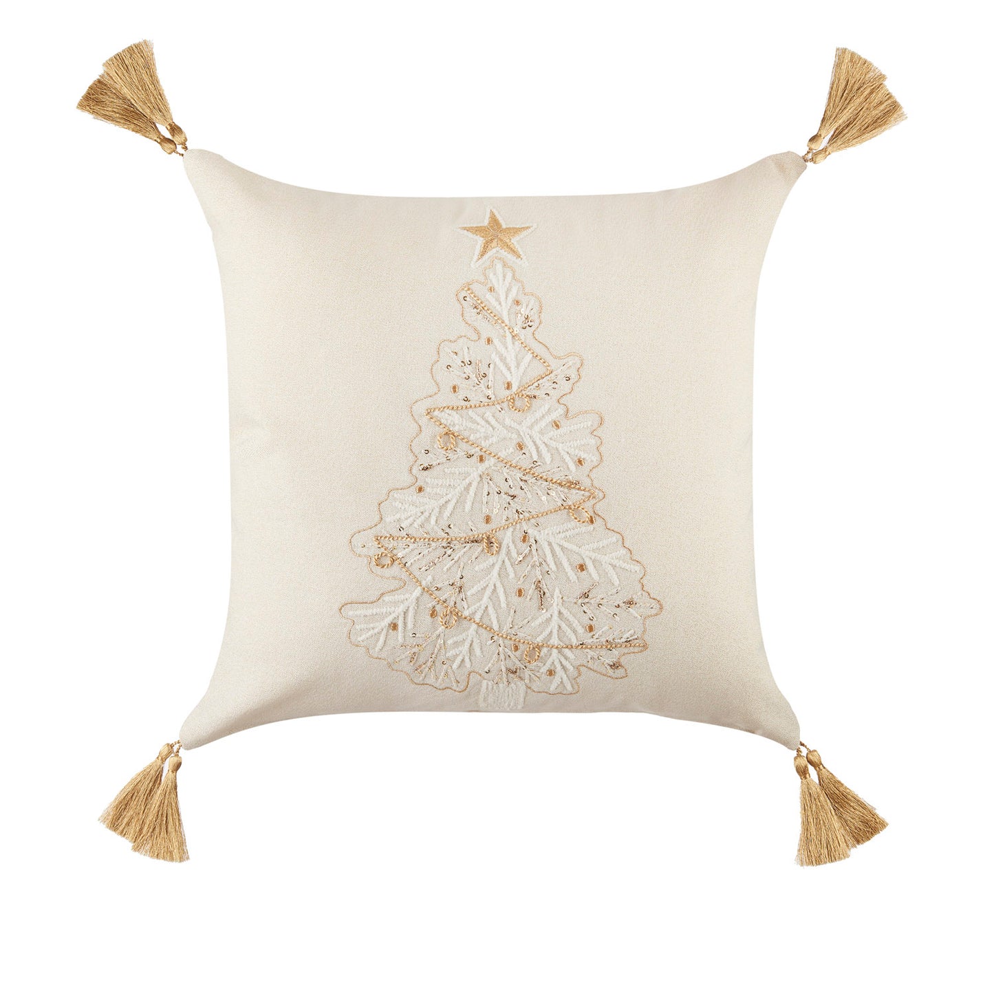 L'Oca Nera - Cuscino natalizio quadrato con decoro albero