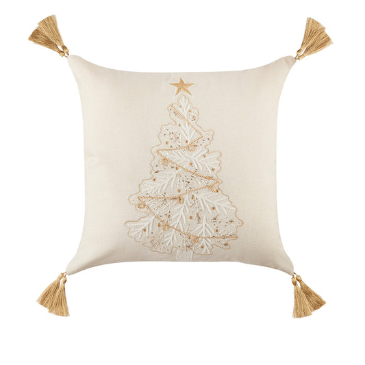 L'Oca Nera - Cuscino natalizio quadrato con decoro albero