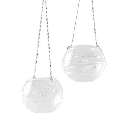 Hervit - Box 2 sfere Natale vetro portatealite ø10CM