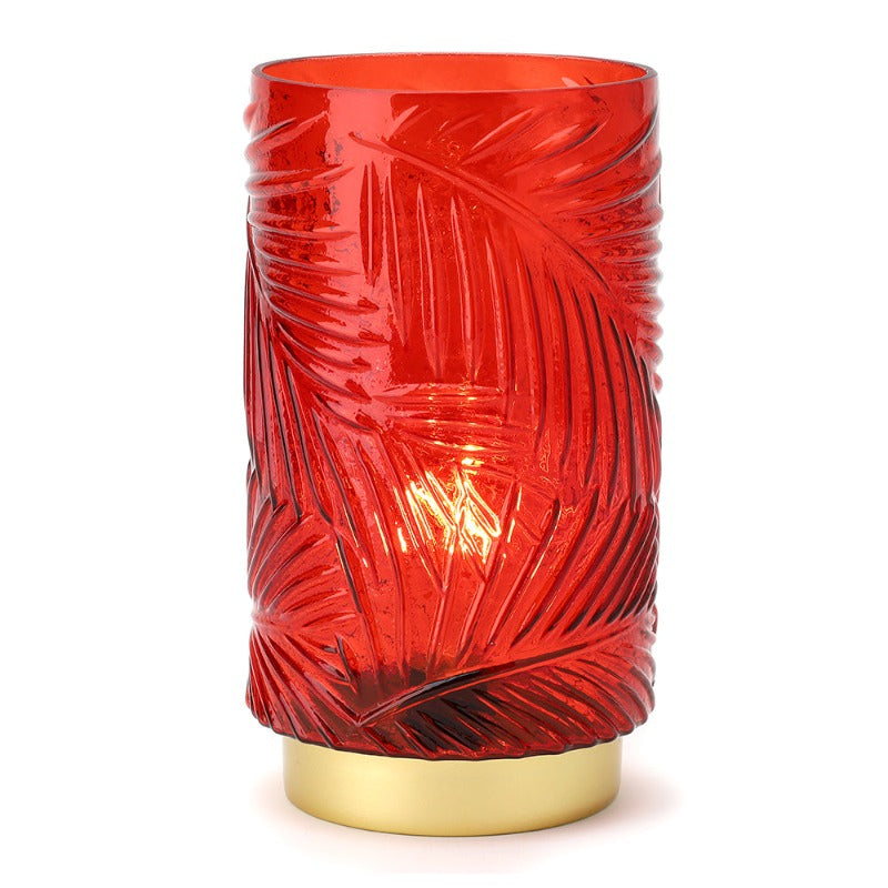 Hervit - Lampada vetro felce rubino diametro 14,5X26cm