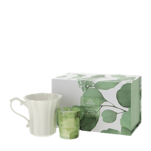 Hervit - Set candela 70g+Mug porcellana Botanic