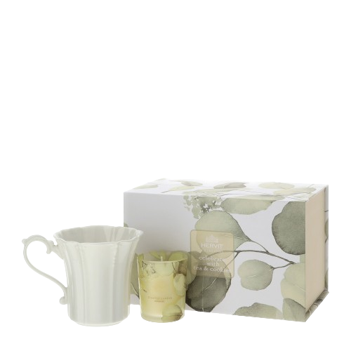 Hervit - Set candela 70g+Mug porcellana Botanic