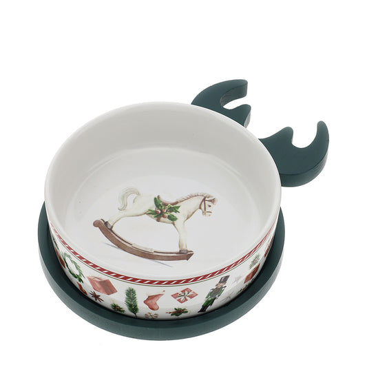 Hervit – Ciotola in ceramica decoro cavallo natalizio