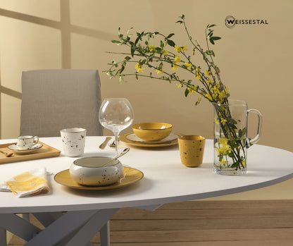Weissestal - Cottage Yellow e Ivory Servizio di piatti tavola 18 pezzi in porcellana