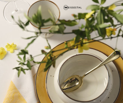 Weissestal - Cottage Yellow e Ivory Servizio di piatti tavola 18 pezzi in porcellana