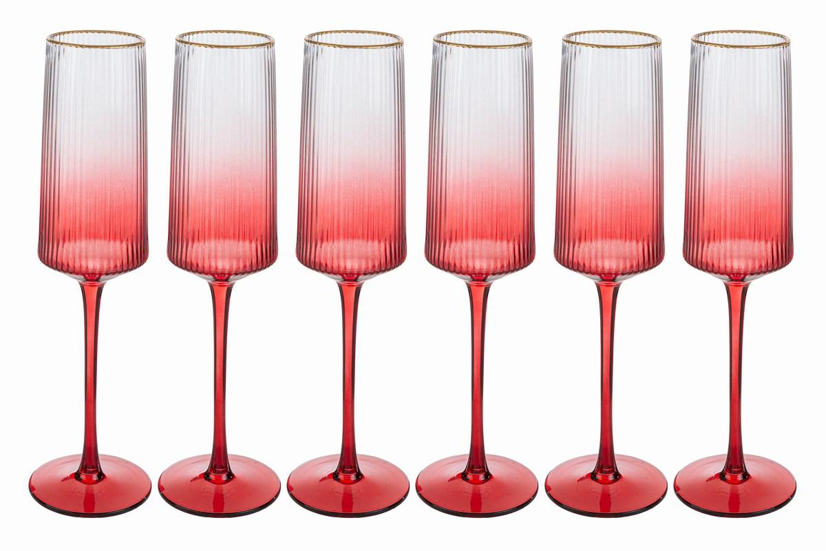 Le Stelle -  Set 6 flute vetro colore rosso