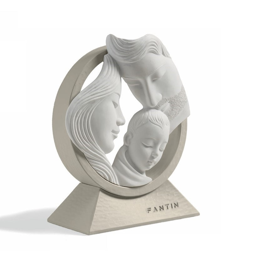 Fantin - Sacra famiglia bianca base tortora 14.5xh17.5 cm