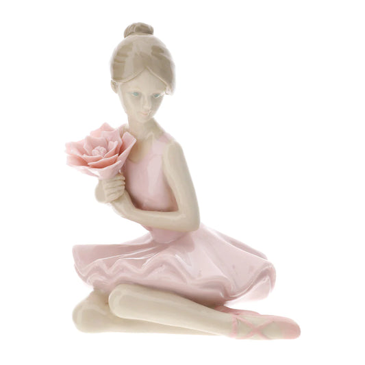 Hervit - Ballerina seduta porcellana 12cm rosa