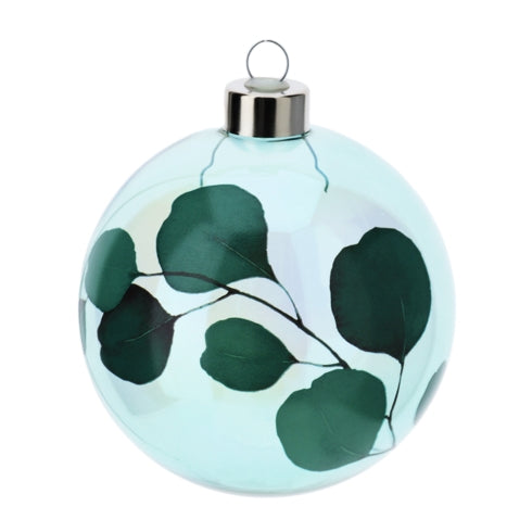 HERVIT - Sfera Natale vetro soffiato botanic verde dia.10cm