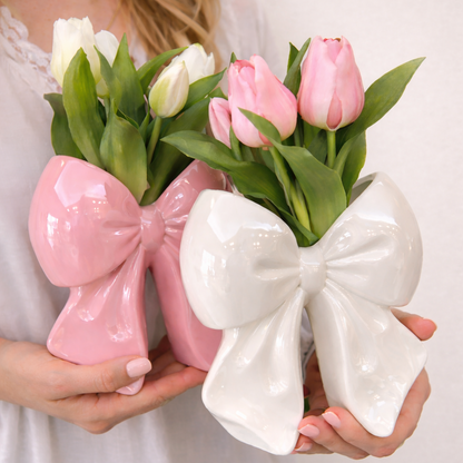 Le Stelle -  Vaso dolce nodo Bianco e Rosa assortiti h14