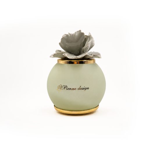 Pienne - Lampada verde con fiore