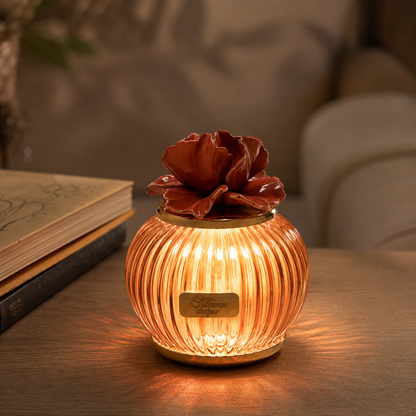 Pienne - Lampada arancio con fiore
