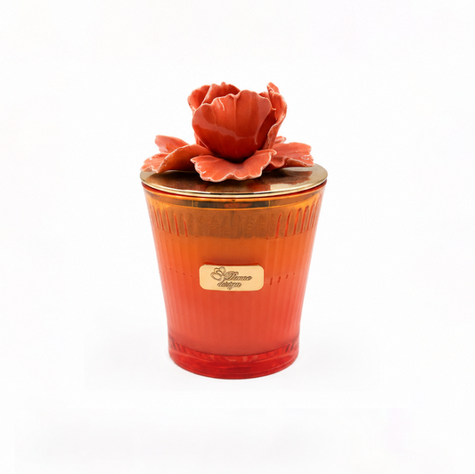 Pienne - Candela arancio lunga con fiore
