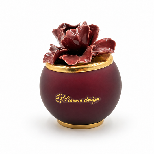 Pienne - Candela amaranto grande con fiore