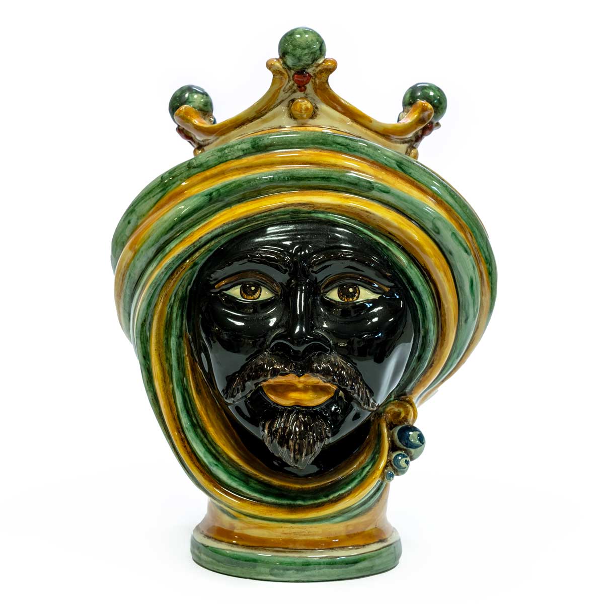 Ceramiche Sofia - Testa di moro uomo verde/ocra h30