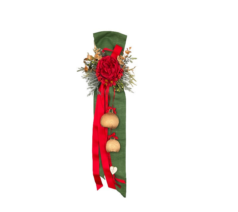 Sara's Idea - fuoriporta con decori natalizi e campane 69cmX12cm