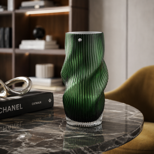 Fantin - Vaso vetro torciglione verde Ø11,5x30h