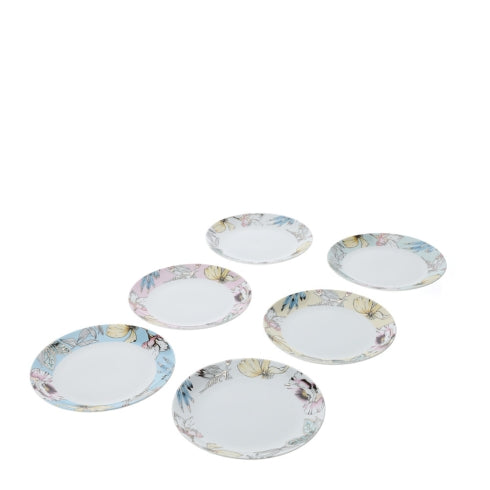 Hervit - Blooms Servizio di piatti tavola 18 pezzi in porcellana colori diversi
