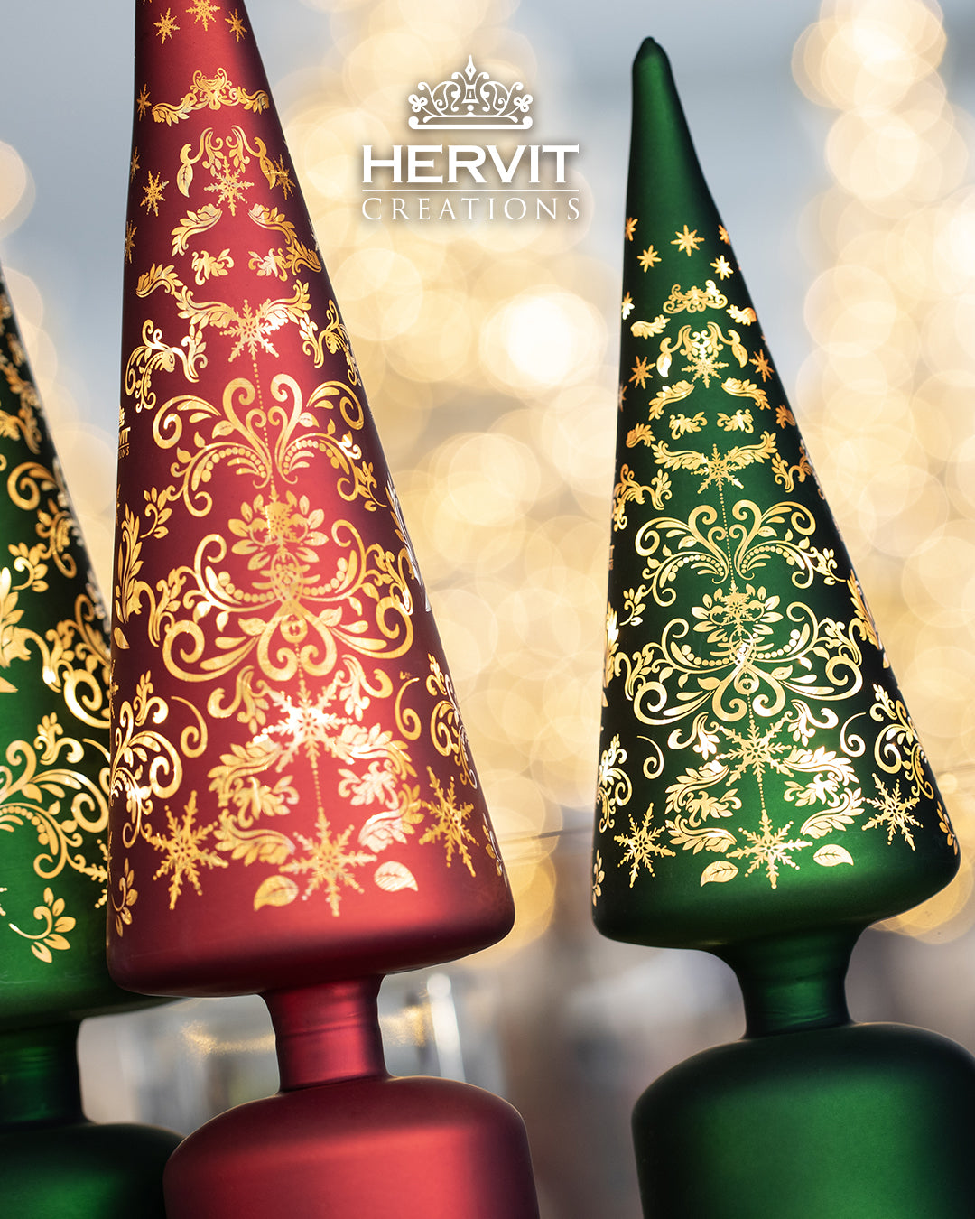 Hervit – Albero Natale cono in vetro led rosso