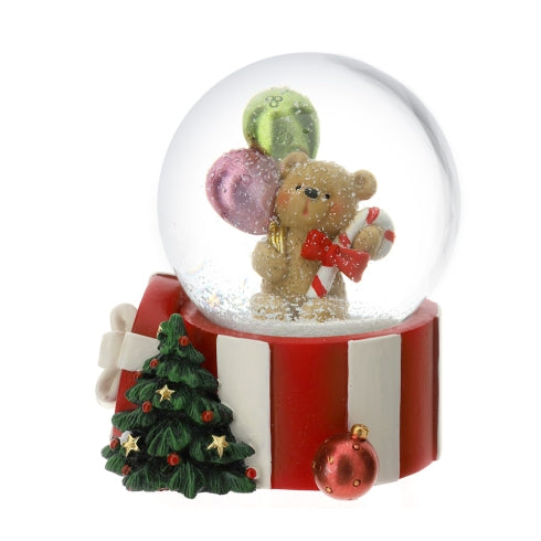 Hervit – Palla Natale acqua/neve con orsetto con palloncini