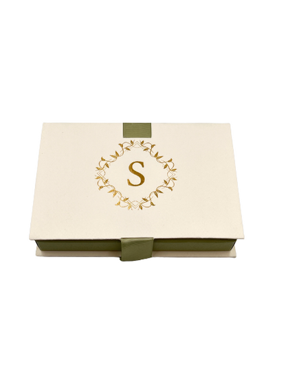 Buy Quick - Scatola ribalta panna e verde 16x11x2,5cm