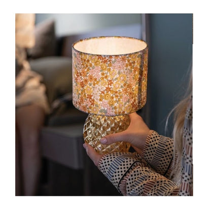 Emò - Lampada rayon base tonda paralume fiorato