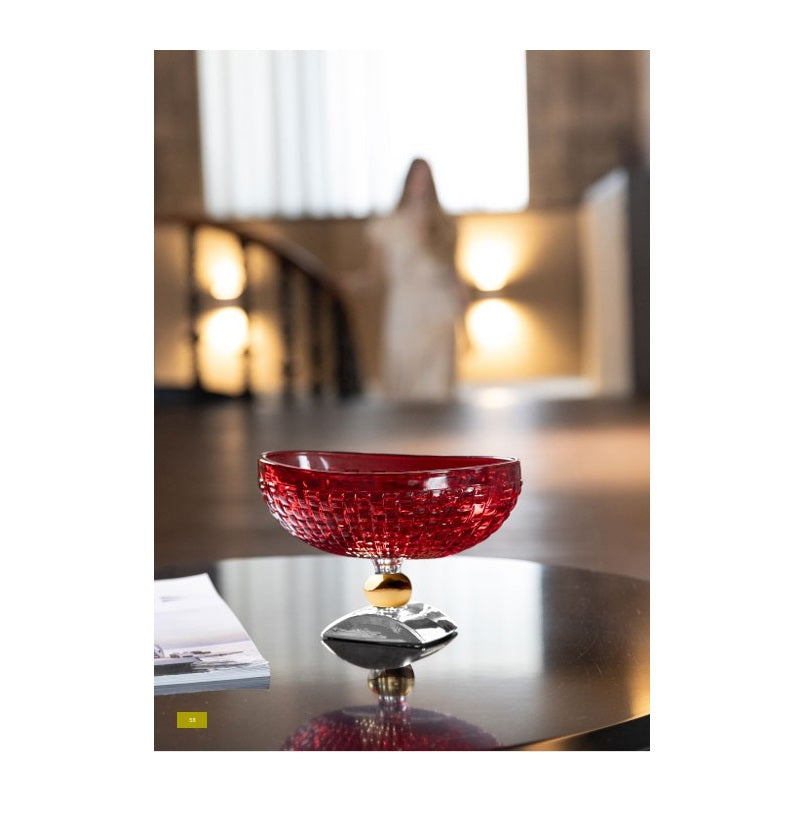 Emò - Porta bonbon grande in vetro con decoro quadratini