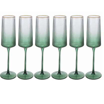 Le Stelle -  Set 6 flute vetro colore verde