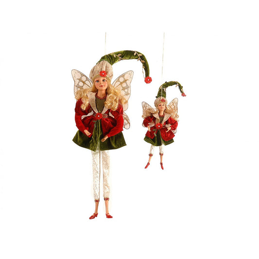 Schönheer - Red Green Fairy Coppia elfi decorazione natalizia