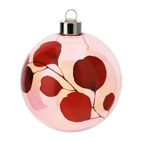 HERVIT - Sfera Natale vetro soffiato botanic rossa dia.10cm