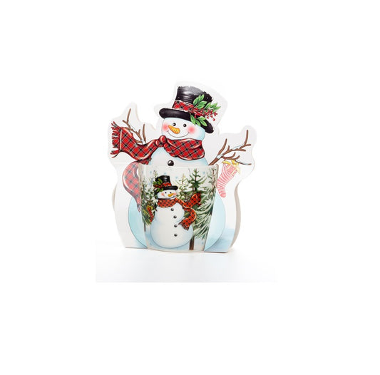 Cuore Matto - Mug  natalizia Pupazzo di neve con cartoncino Ø 9,5cm; H 8cm