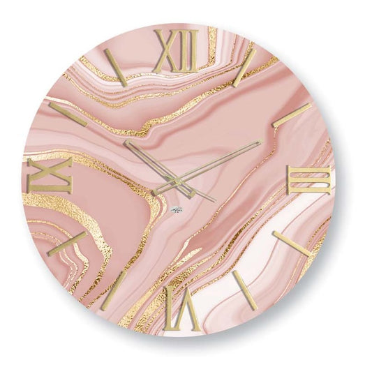 Artemania - Orologio Tondo Marmorizzato Rosa e Oro Ø60