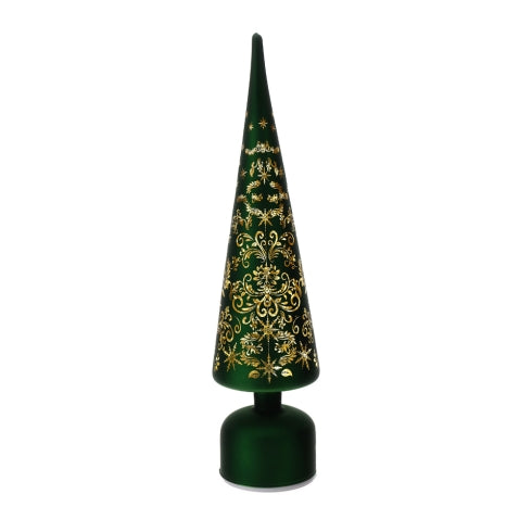 Hervit – Albero Natale cono in vetro led verde