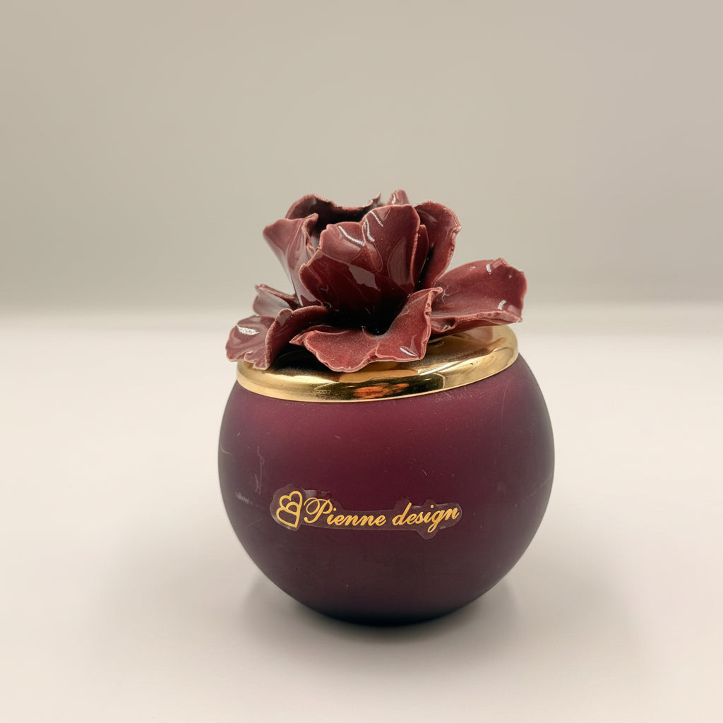 Pienne - Candela amaranto grande con fiore