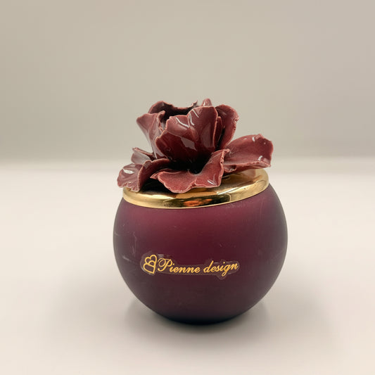 Pienne - Candela amaranto grande con fiore