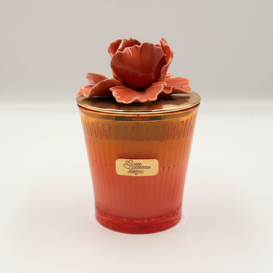 Pienne - Candela arancio lunga con fiore