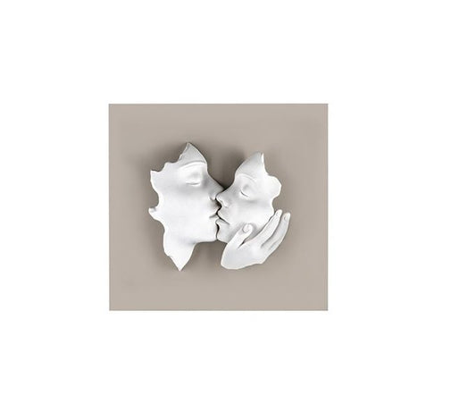 Bongelli - Quadro bacio bianco pannello nocciola 15x15