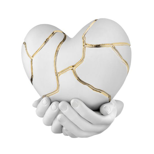 Bongelli - Mani su cuore crep bianco-oro 25x24