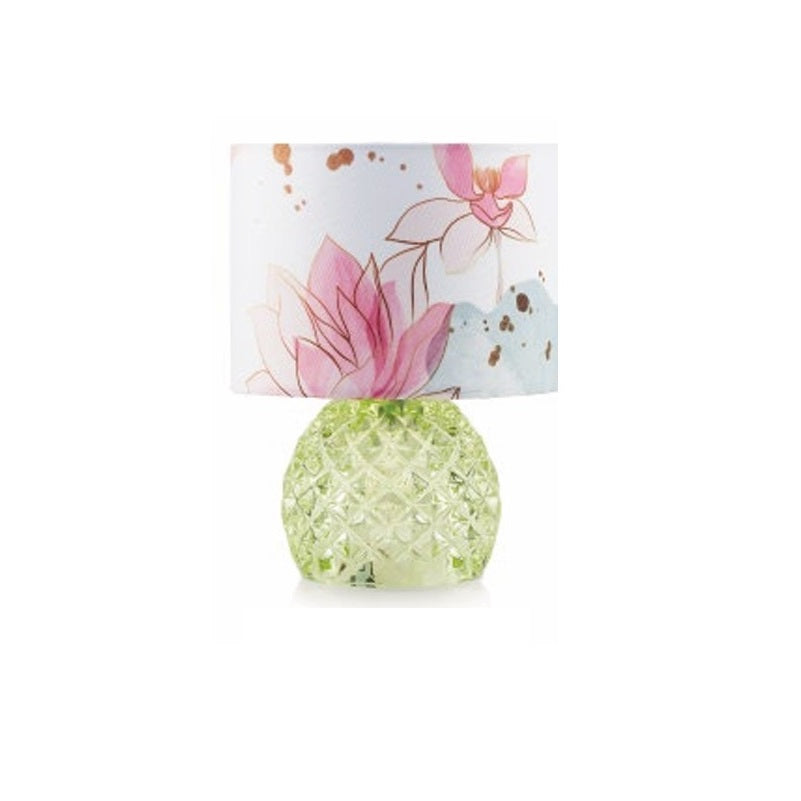Emò - Lampada rayon base tonda paralume fiorato