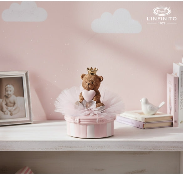 L'Infinito - Carillon Teddy cuore rosa