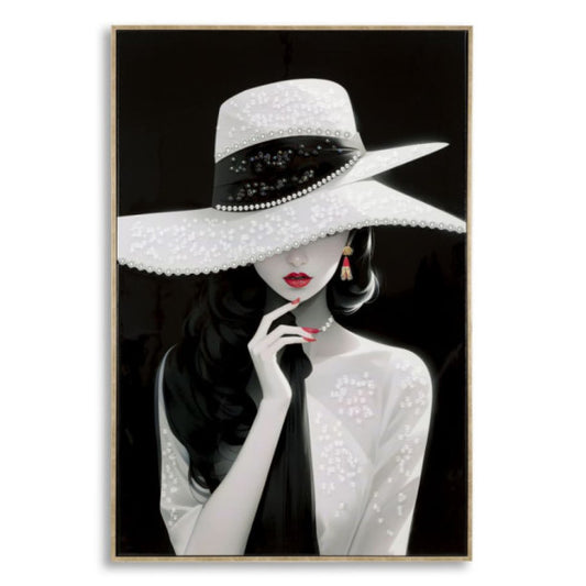 Mauro Ferretti - Dipinto Su Tela Laccato Marty con cappello Con Cornice B