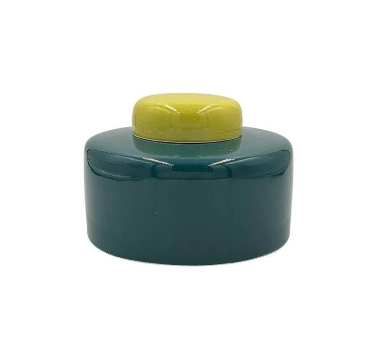 Dea Capodimonte - Scatola ottanio a cilindro con coperchio verde acido