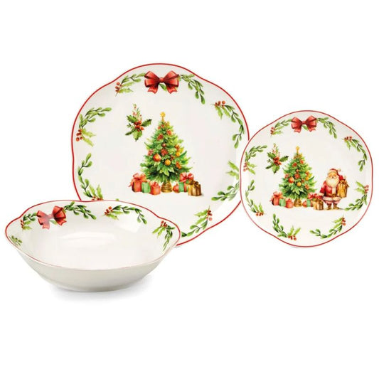 Fade - Fiocco servizio di piatti natalizio tavola 18 pezzi