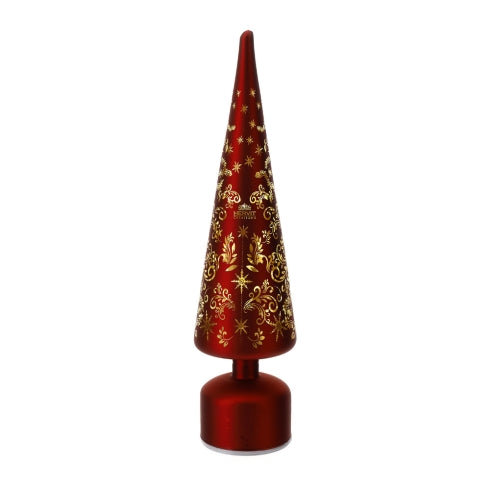 Hervit – Albero Natale cono in vetro led rosso