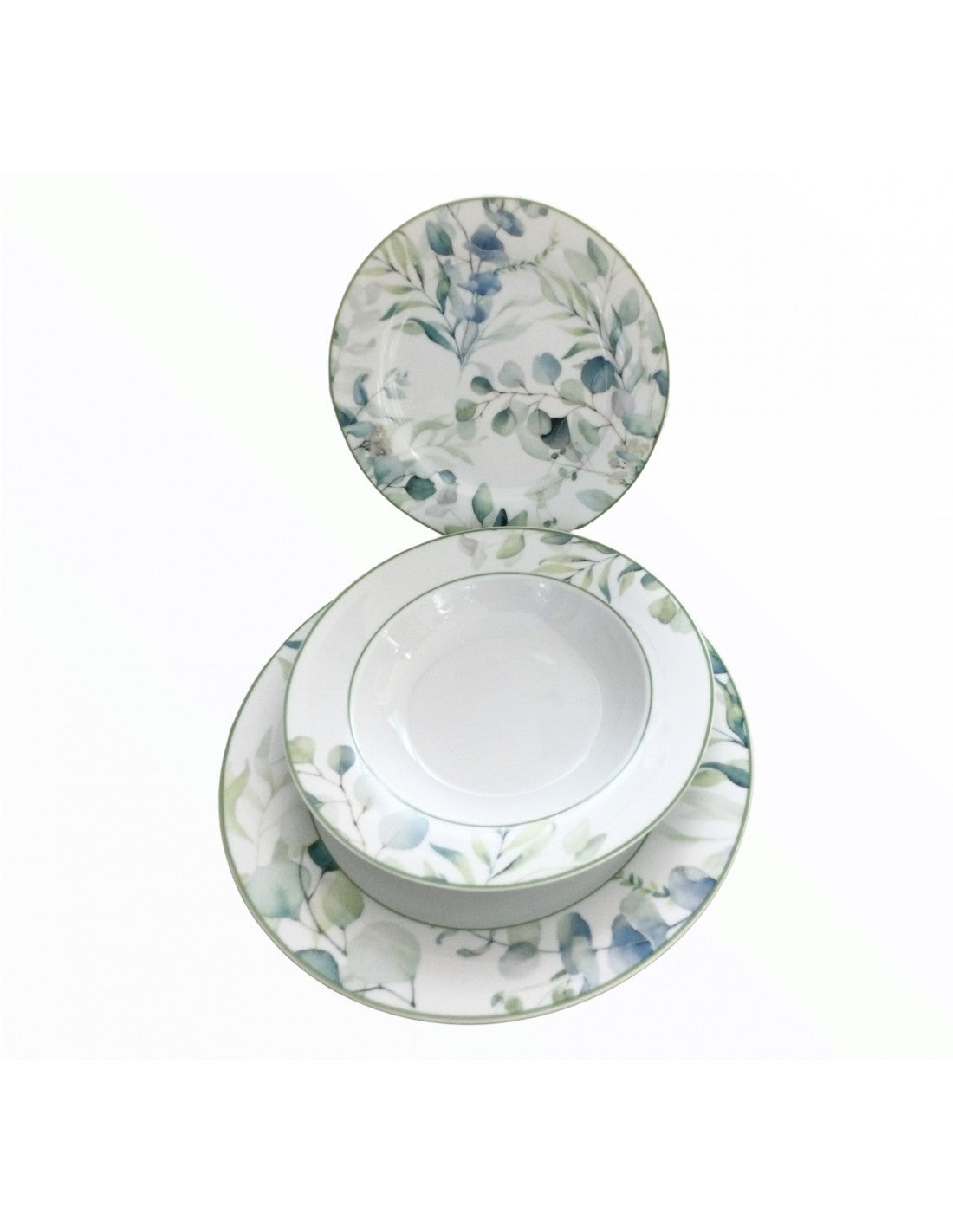 Hervit - Botanic Verde Servizio di piatti tavola 18 pezzi in porcellana