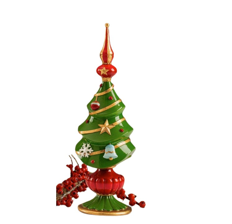 Lamart - Alberello di Natale verde e rosso con decorazioni h 34 cm