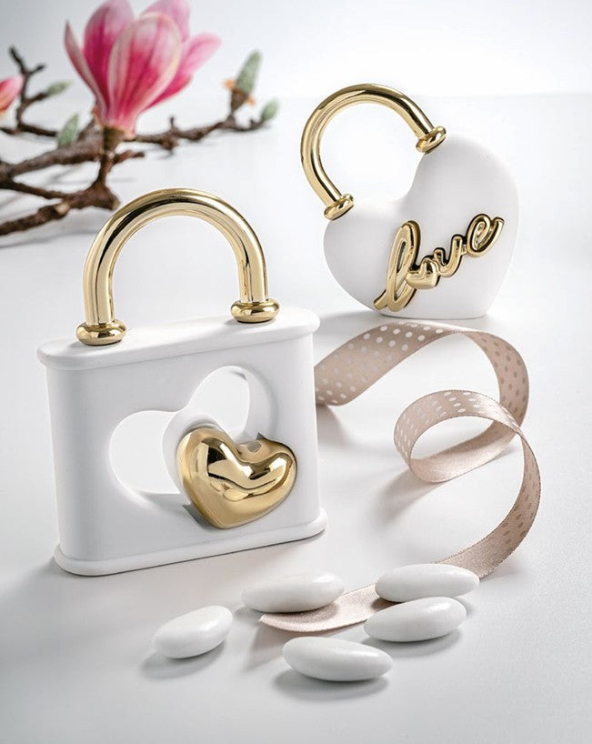 Bongelli - Lucchetto cuore bianco/oro