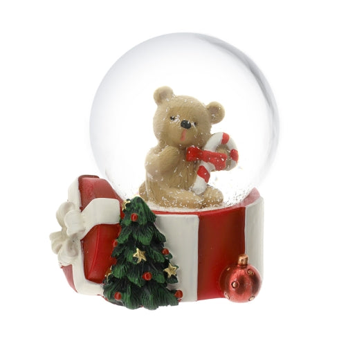 Hervit – Palla Natale acqua/neve con orsetto con bastoncino