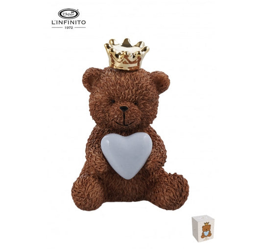 L'Infinito - Teddy cuore celeste e corona dorata