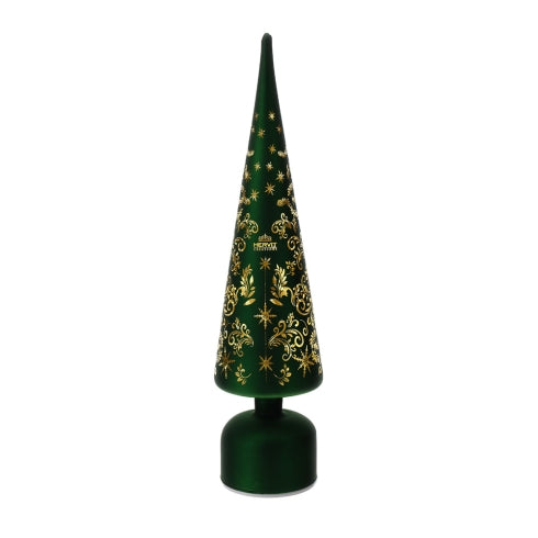 Hervit – Albero Natale cono in vetro led verde
